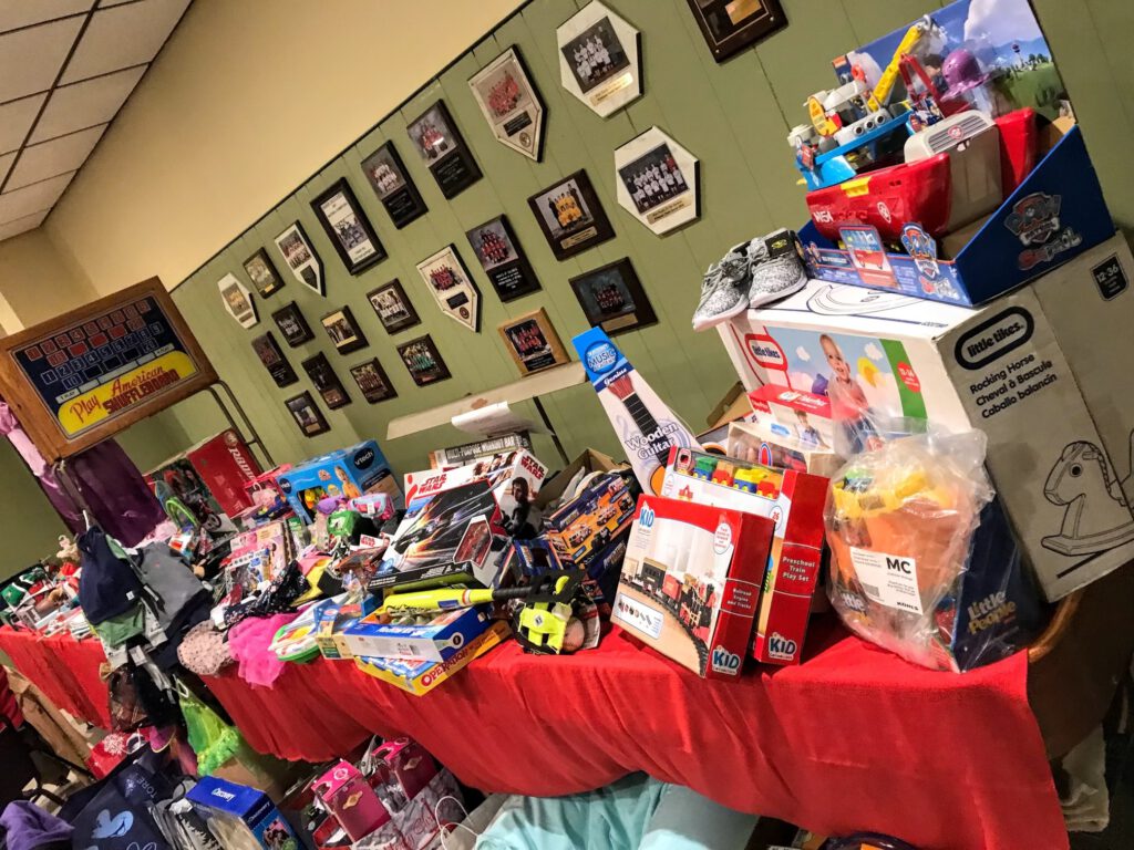 Collection of donated Christmas gifts