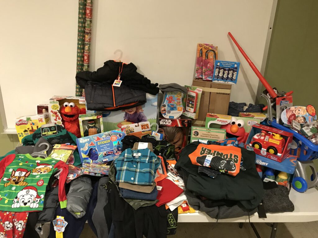 Collection of donated Christmas gifts