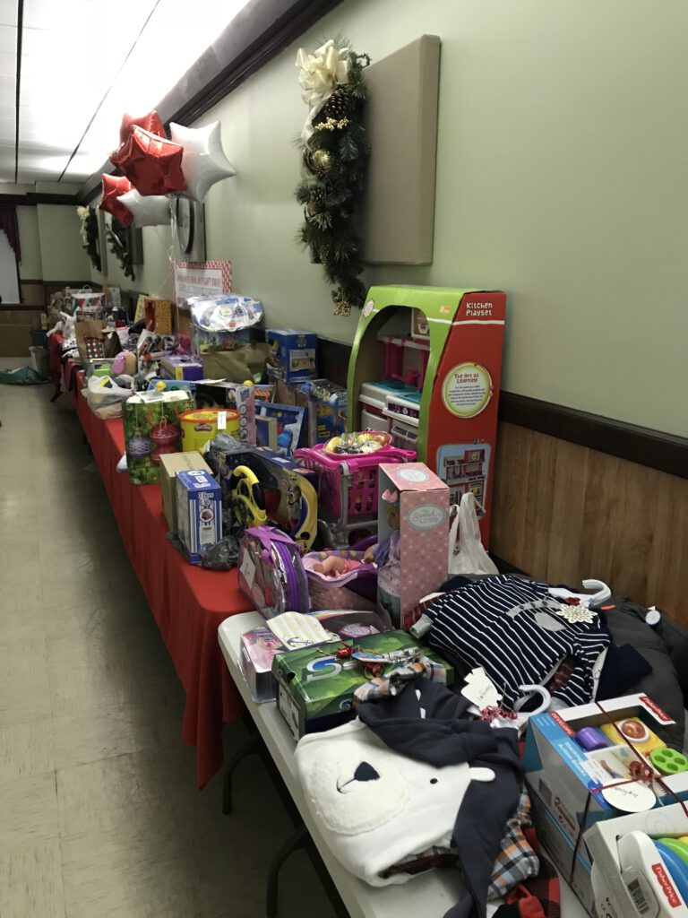 Collection of donated Christmas gifts